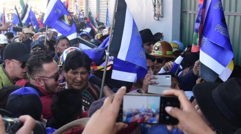 Evo Morales llega a Senkata, El Alto. Foto: La Prensa 
