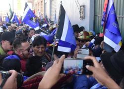 Evo Morales llega a Senkata, El Alto. Foto: La Prensa 