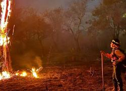 El fuego arrasa en las comunidades de Roboré, en Santa Cruz. Foto: Los Tiempos