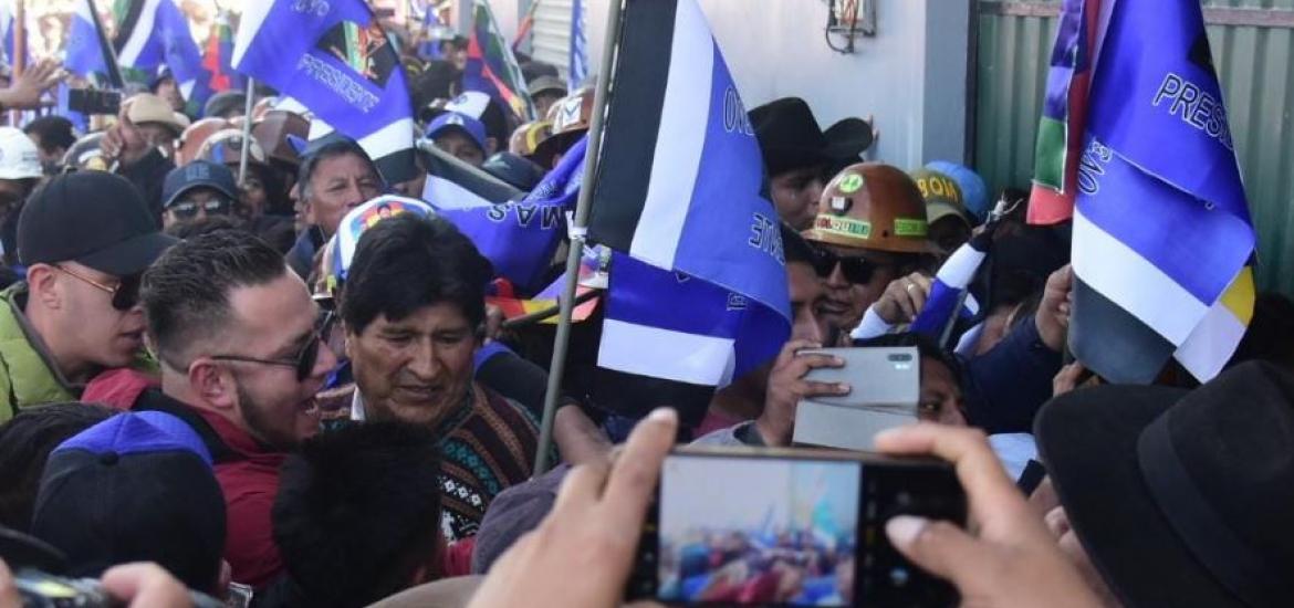 Evo Morales llega a Senkata, El Alto. Foto: La Prensa 