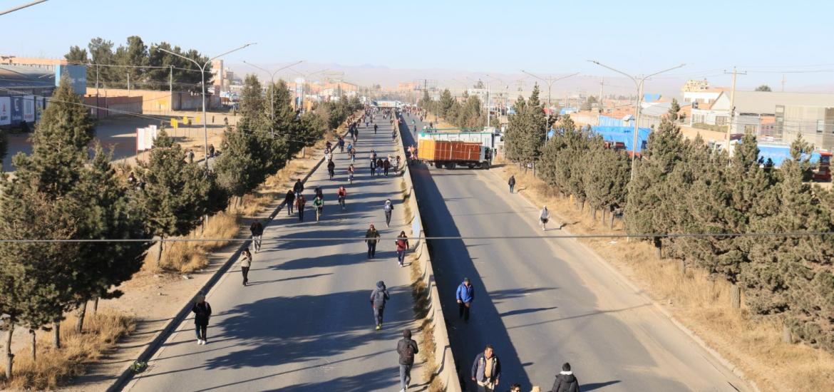 Bloqueo en la carretera La Paz-Oruro. Foto: APG. 