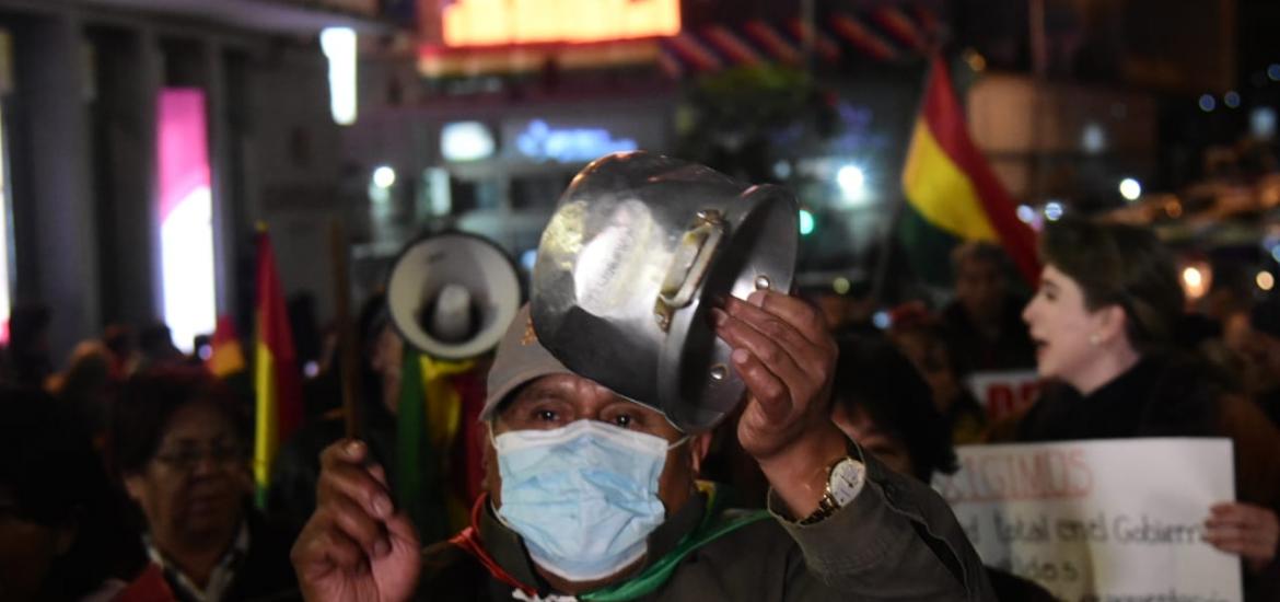 Cacerolazo en la ciudad de La Paz. Foto: La Prensa/Álvaro Valero. 