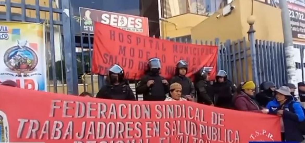 Trabajadores en salud de El Alto: Foto: Captura de video