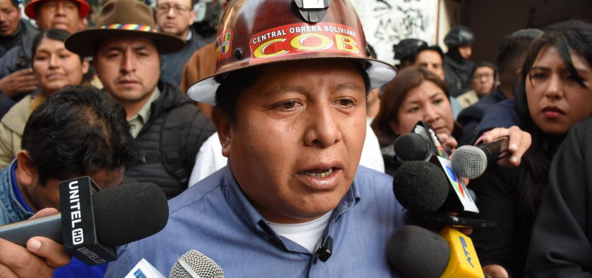 Ejecutivo de la Central Obrera Boliviana (COB), Juan Carlos Huarachi. Foto: APG.