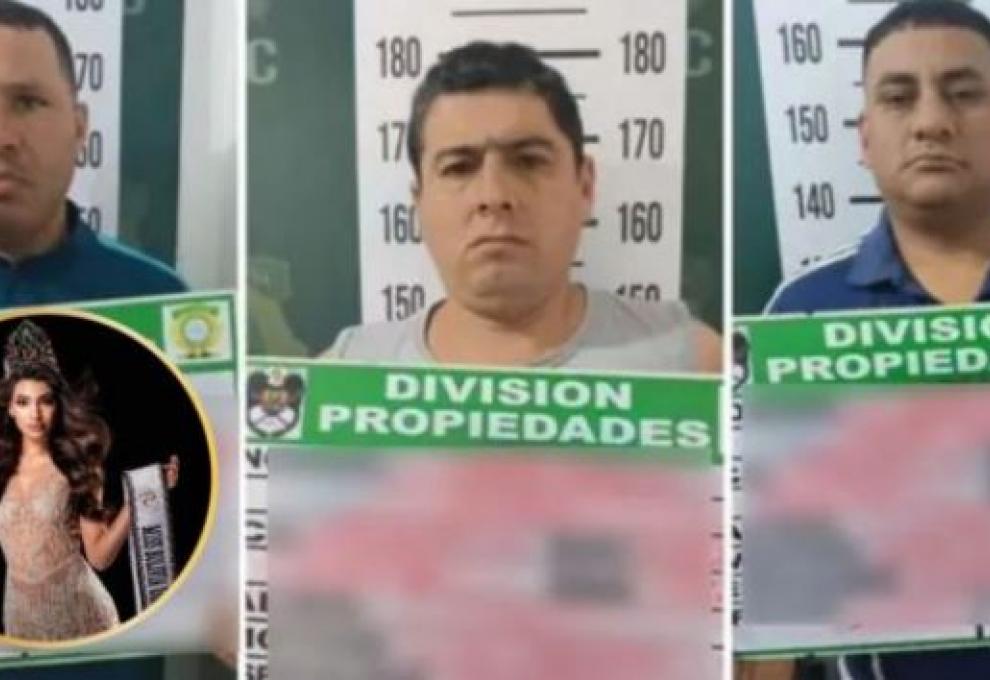 La Policía presentó a las tres personas que habrían robado la corona de la ex miss Bolivia. Foto: Captura de video. 