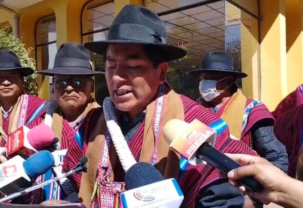 Ejecutivo de la Federación Sindical Tupak Katari, David Mamani. Foto: Captura de video.  