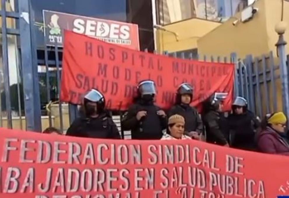 Trabajadores en salud de El Alto: Foto: Captura de video