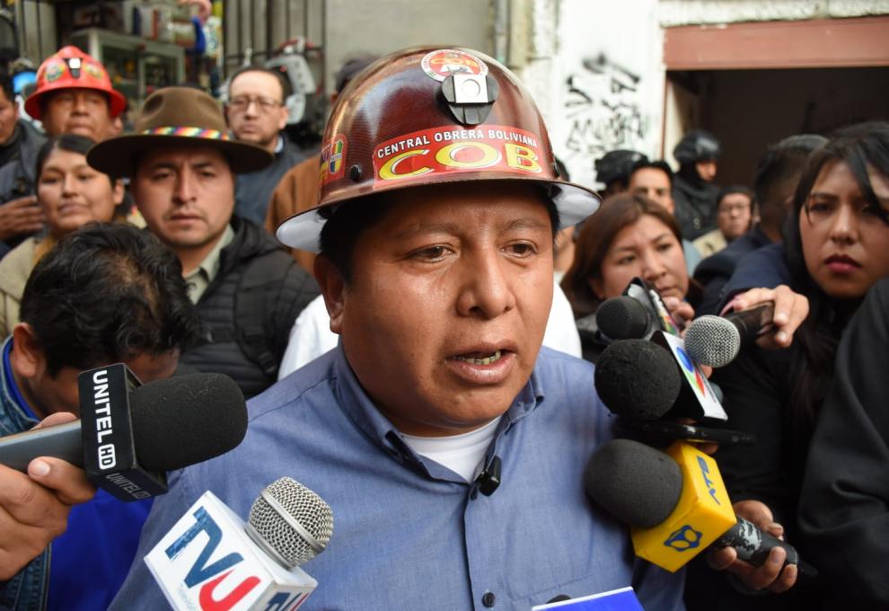 Ejecutivo de la Central Obrera Boliviana (COB), Juan Carlos Huarachi. Foto: APG.