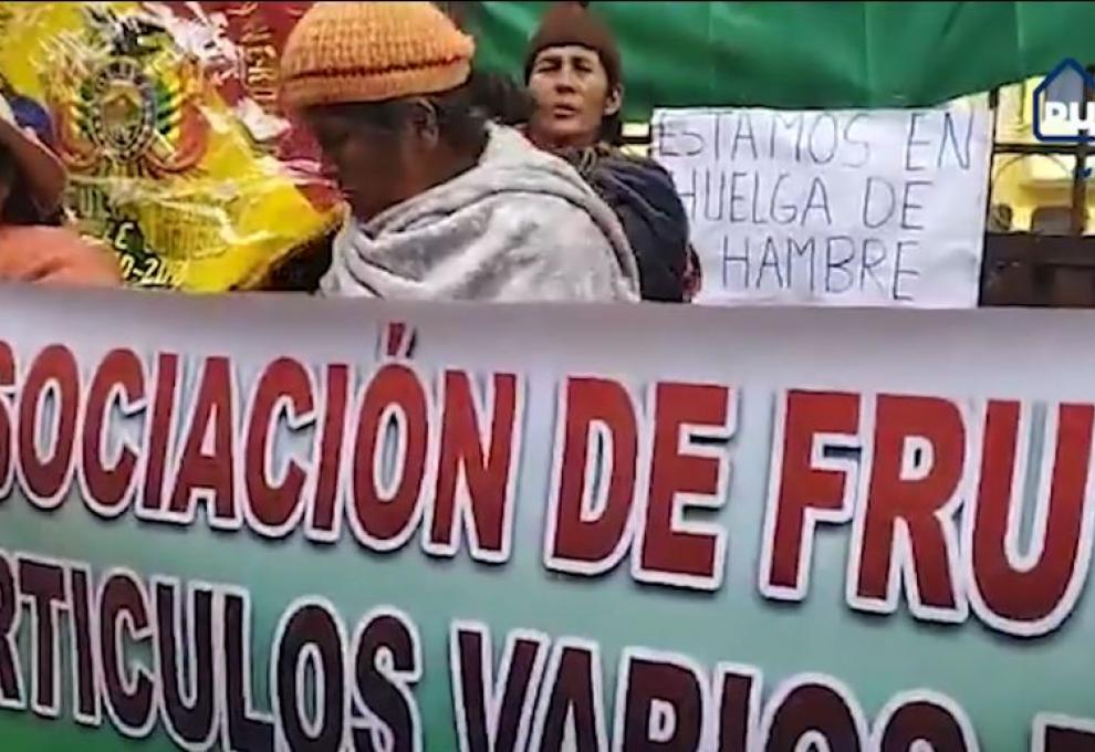 Huelga de hambre de productores de Luribay. Foto: Captura de video.