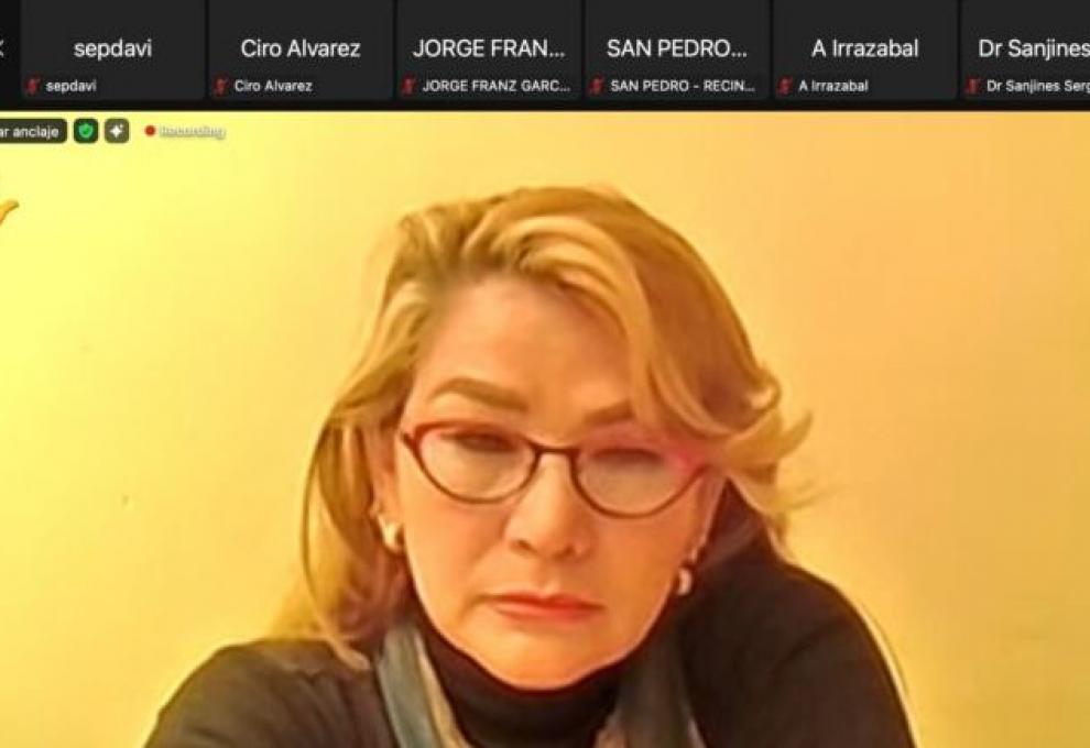 Expresidenta Jeanine Áñez. Foto: Captura de video.  